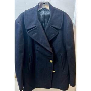 Vintage US Navy Wool Peacoat Mens 40r Gold Buttons 1973 Military Overcoat Navy